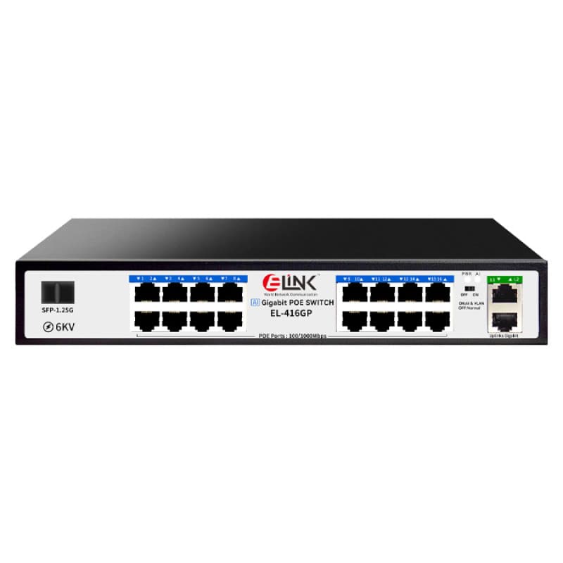 E-Link EL-416GP Gigabit 16-Port PoE+2Uplink+1SFP PoE Switch