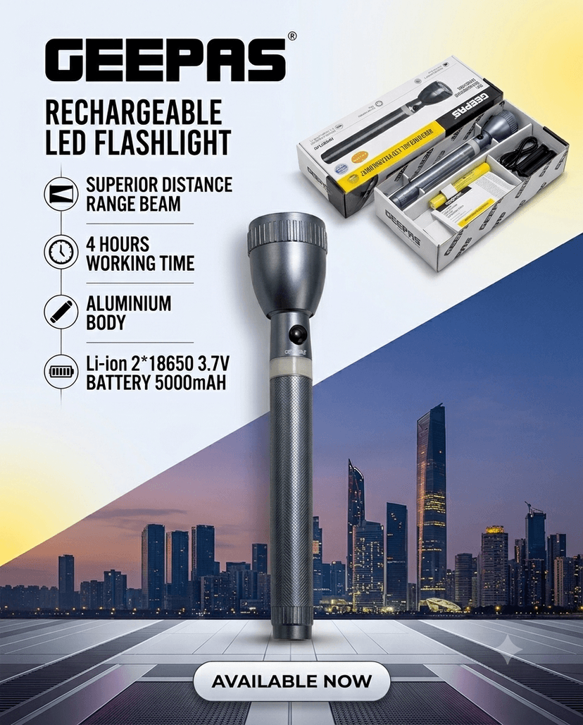Geepas Rechargeable LED Flashlight (GFL3803N)